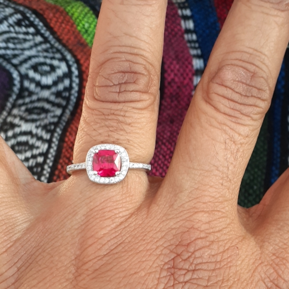 Square shaped Ruby ring